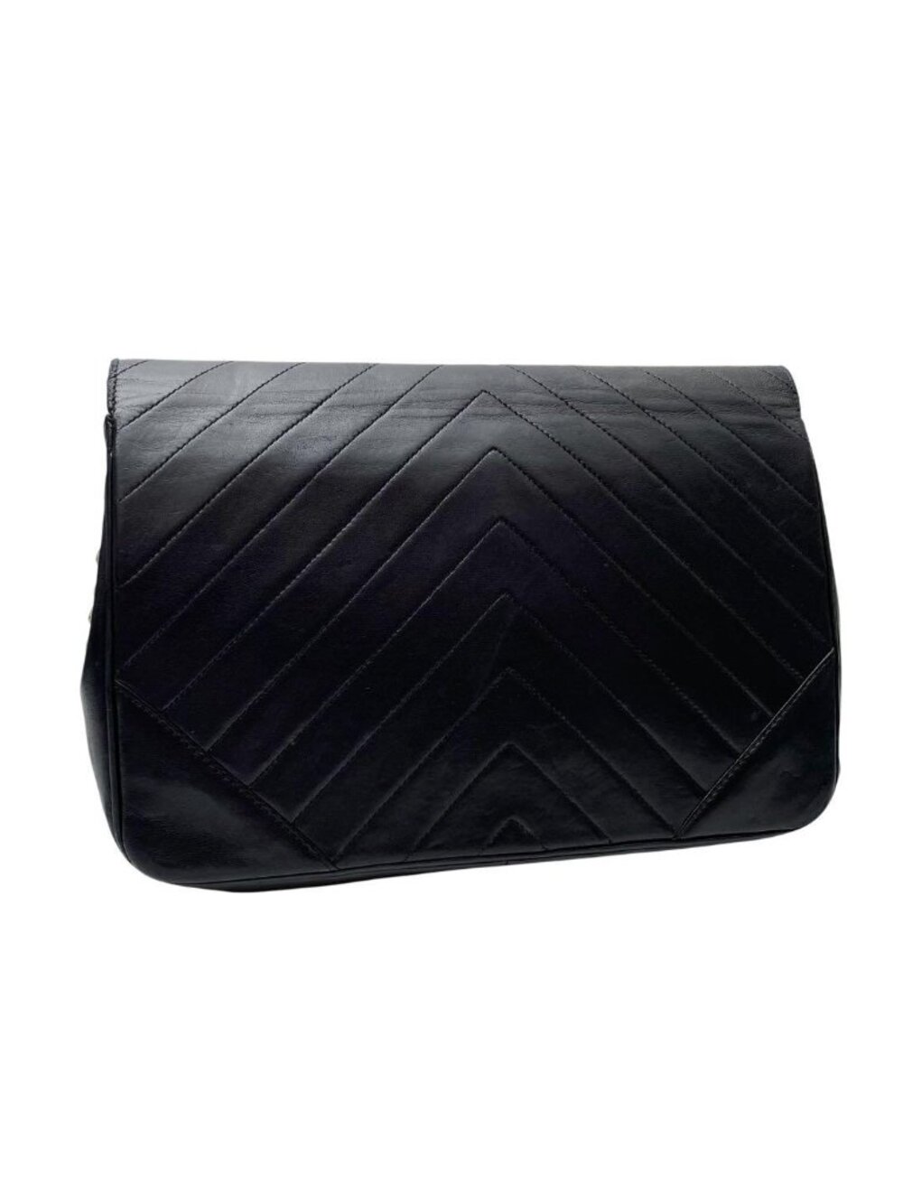 Chanel Lambskin Stitch CC Logo Chain Shoulder Bag Black - Picture 2 of 10